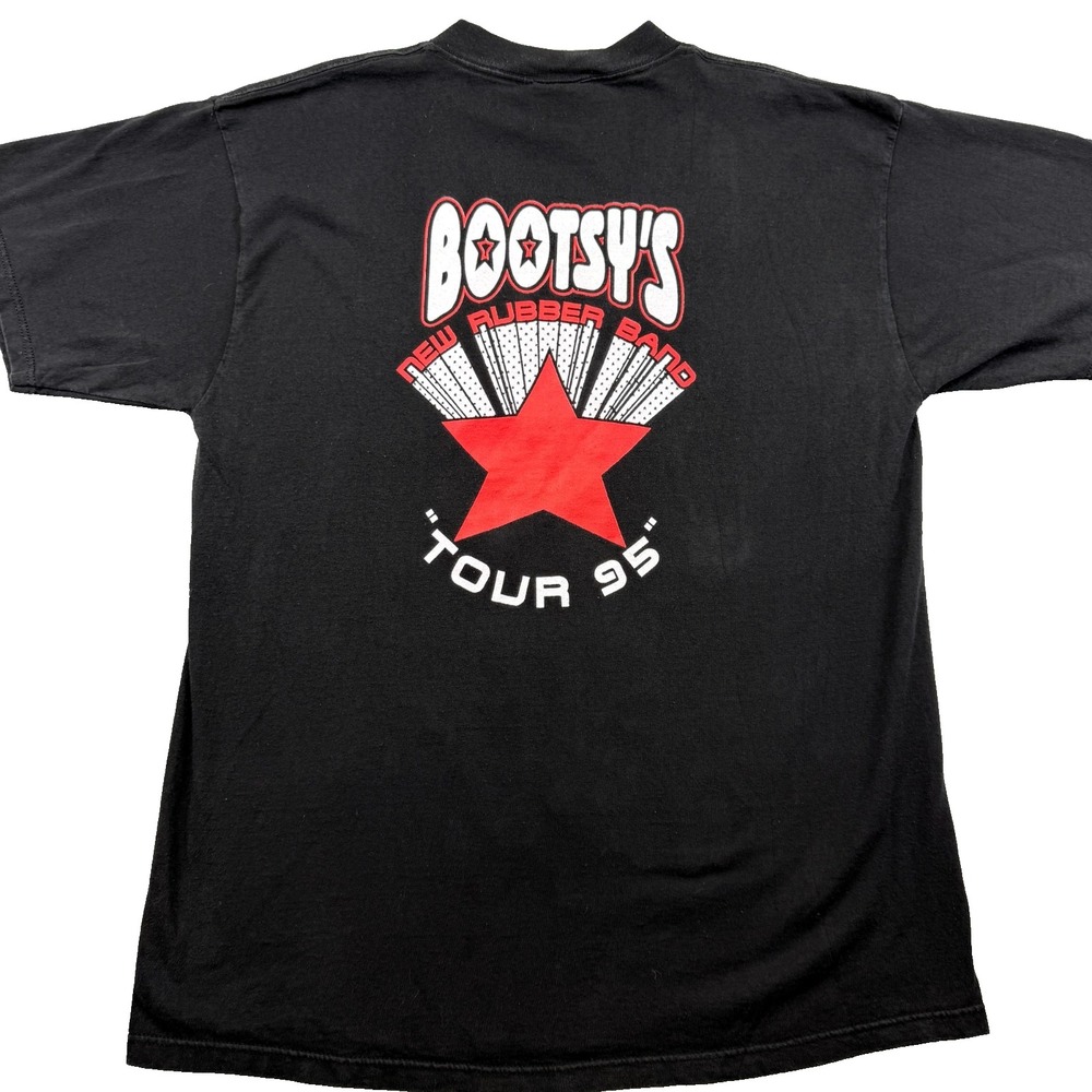 VTG 1995 Bootsy Tour‎ New Rubber Band Tultex T-Shirt XL Black 2 Sided Rare